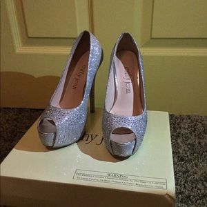 Silver Holographic Prom Heels